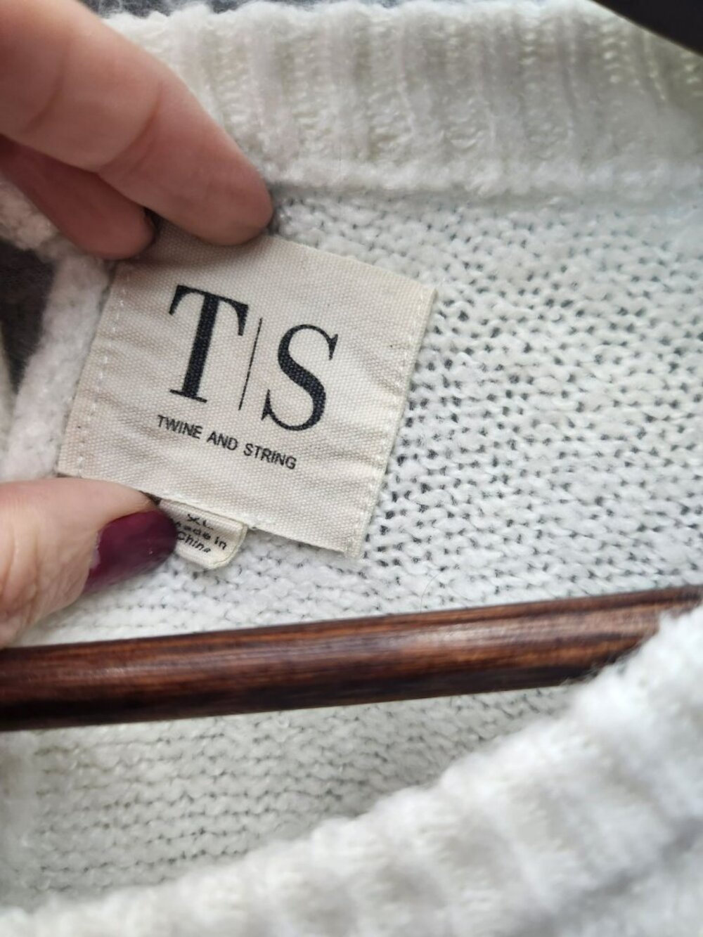 Twine And String Womens XL Colorblock Knit Sweater With Tie Back - Cream Gray & - Picture 2 of 6
